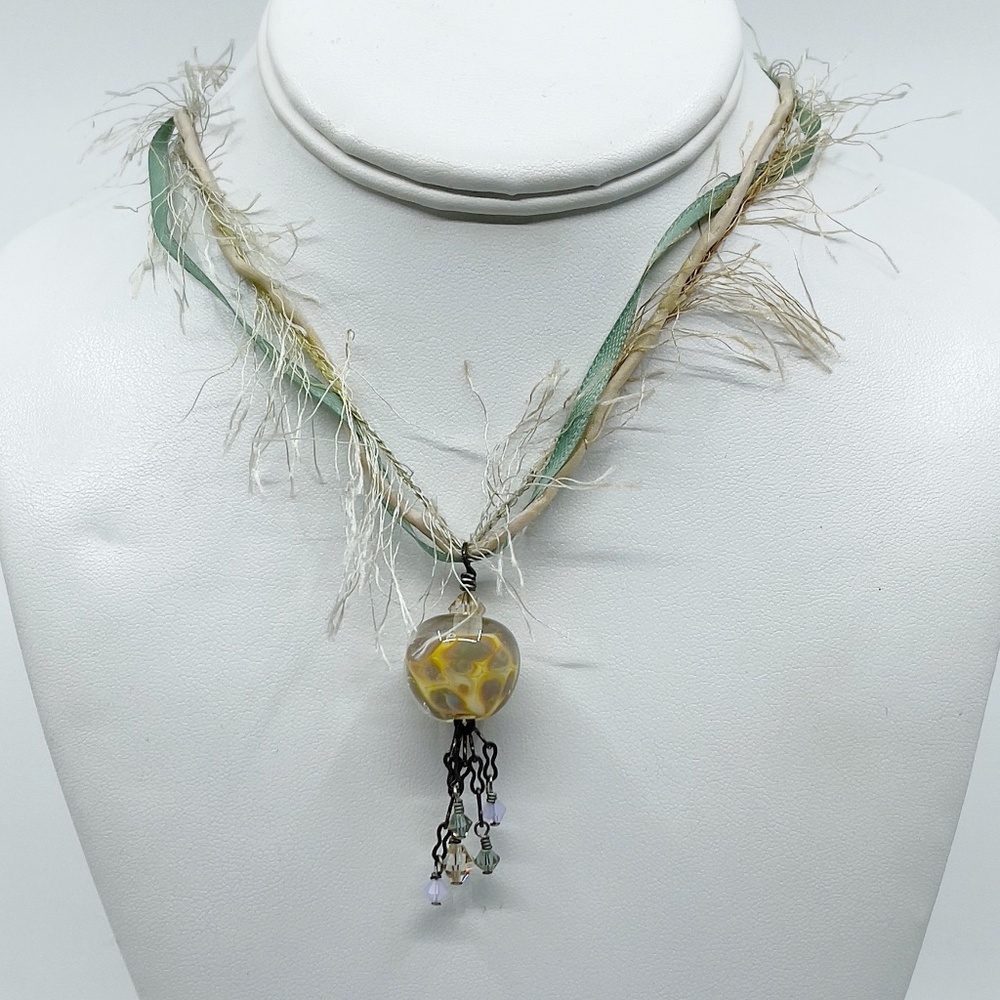 Sterling Silver Murano Glass Bead Necklace - Gm737